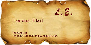 Lorenz Etel névjegykártya